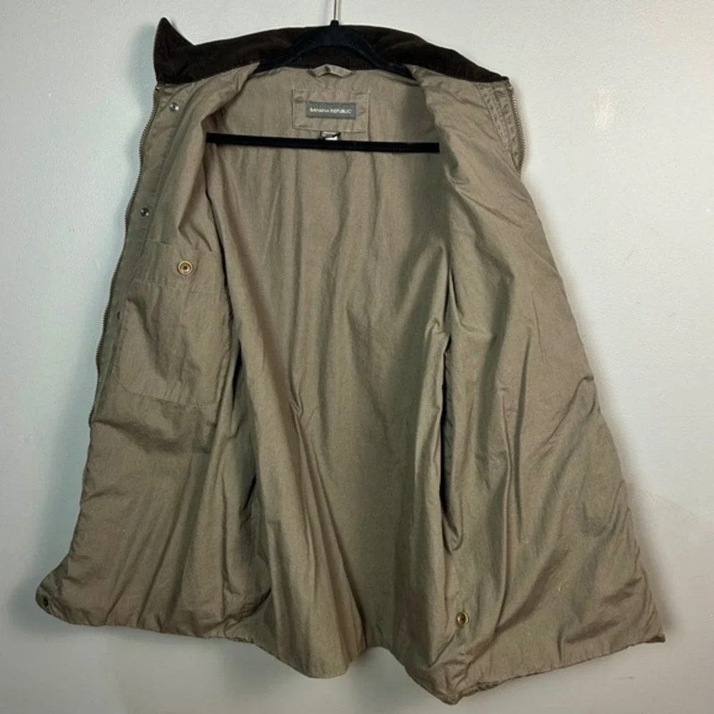 Banana‎ Republic Field Jacket Men's Small Canvas Olive Green Corduroy Barn Chore